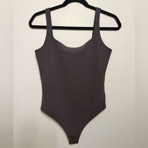 Express Charcoal Grey Square Neck Bodysuit